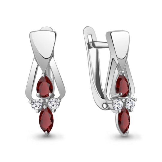 Серьги из серебра с позолотой и фианитами