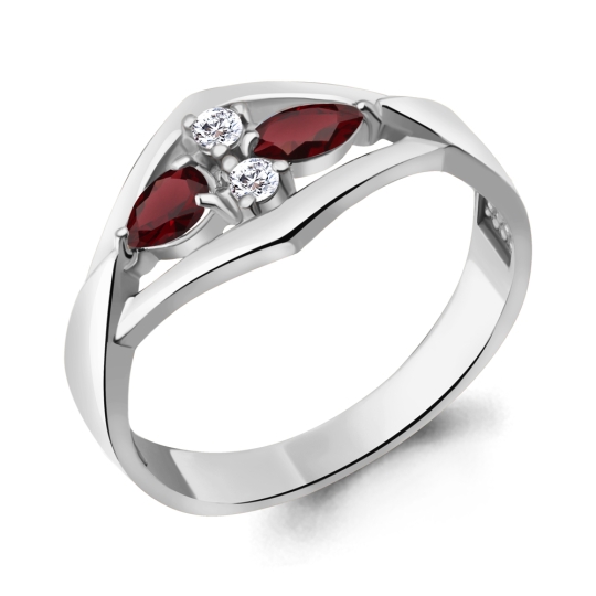 Серьги из серебра с гранатами и фианитами