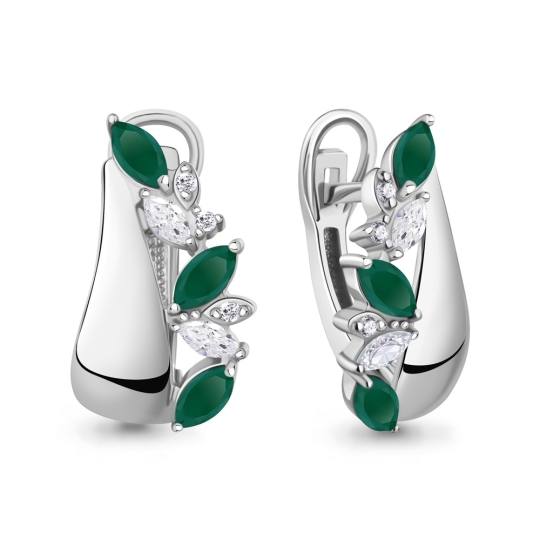 Серьги из серебра с аметистами и фианитами 