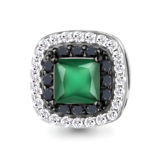 Серьги из серебра с агатами, ювелирными кристаллами и фианитами