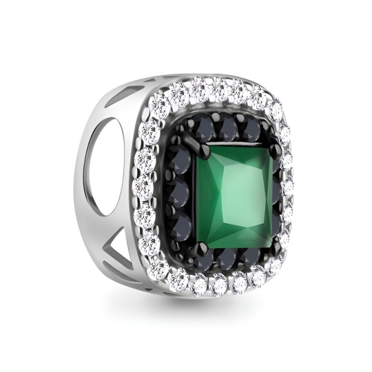 Серьги из серебра с агатами, ювелирными кристаллами и фианитами