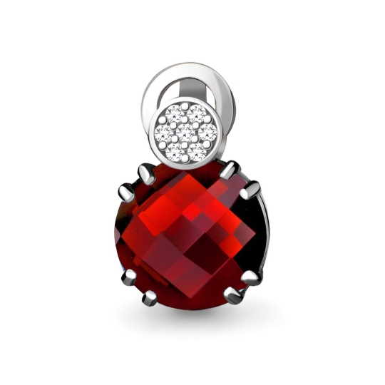 Серьги из серебра с гранатами и фианитами