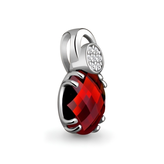 Серьги из серебра с гранатами и фианитами