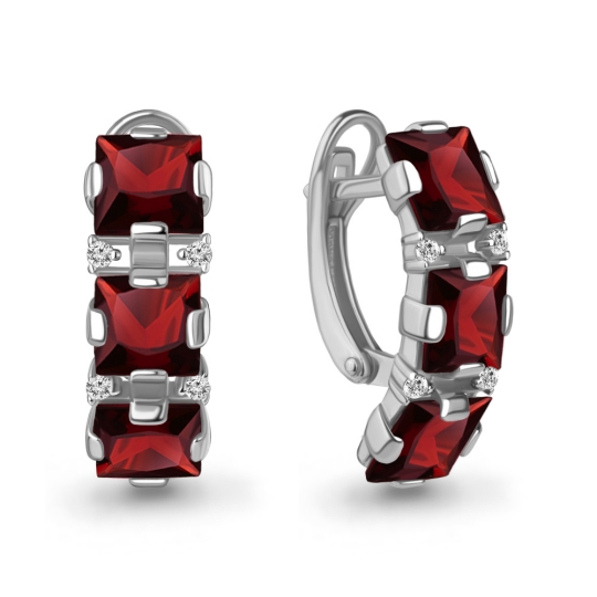 Серьги из серебра с аметистами и фианитами