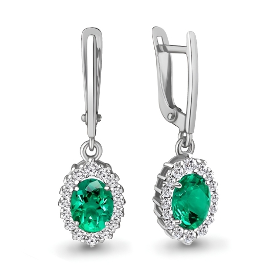 Серьги из серебра с фианитами и алмазной гранью