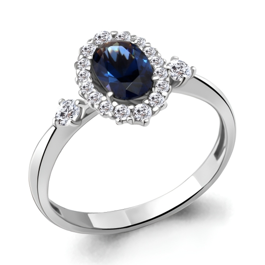 Кольцо из серебра с изумрудом и фианитами