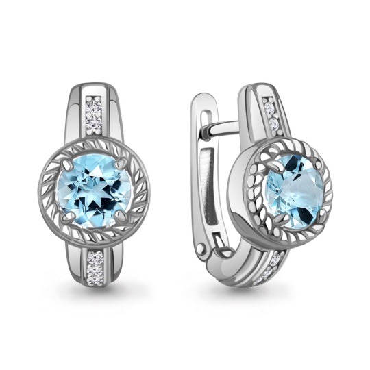Серьги из серебра с фианитами