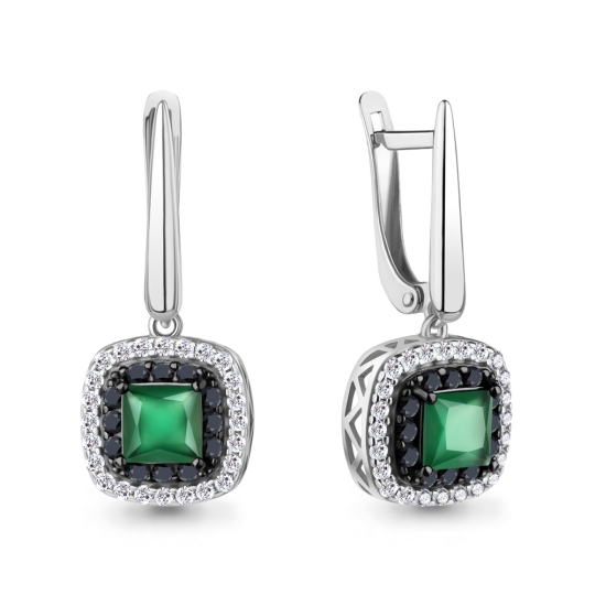Серьги из серебра с фианитами