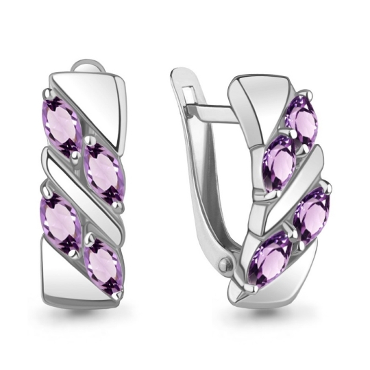 Серьги из серебра с фианитами
