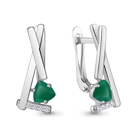 Серьги из серебра с фианитами