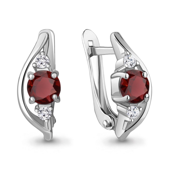 Серьги из серебра с хризолитами и фианитами