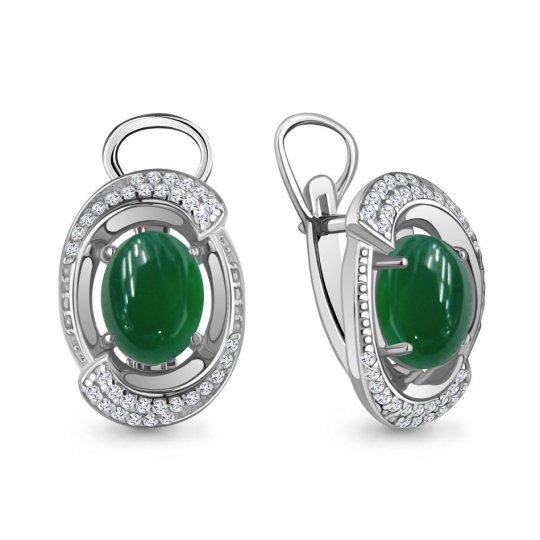 Серьги из серебра с фианитами