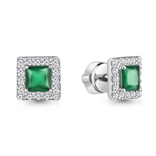 Серьги из серебра с аметистами и фианитами