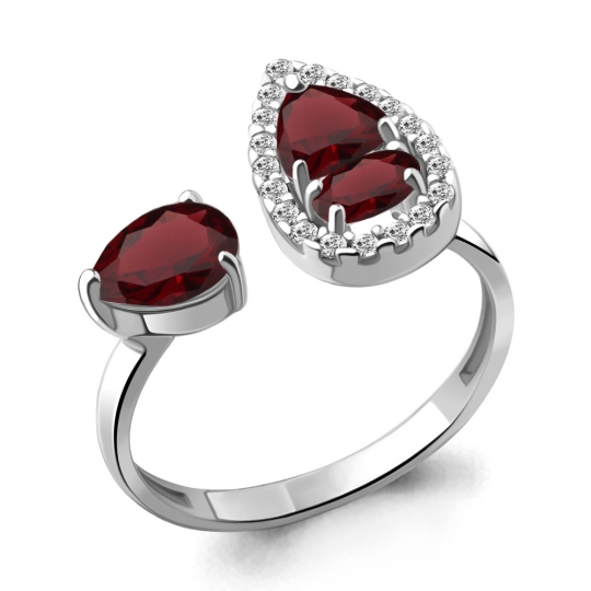 Серьги из серебра с гранатами и фианитами