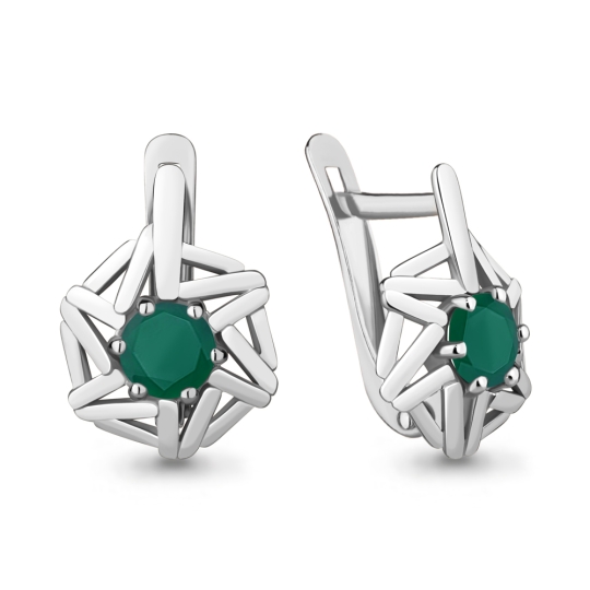Серьга-кафф из серебра с раухтопазом и ювелирными кристаллами