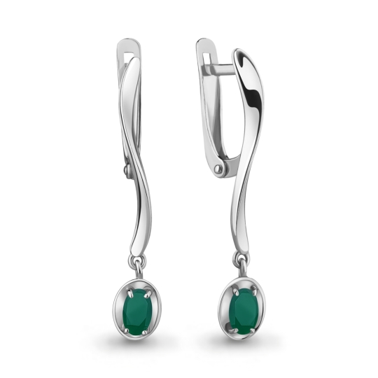 Серьги из серебра с агатами и фианитами