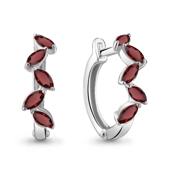 Серьги из серебра с аметистами и ювелирными кристаллами