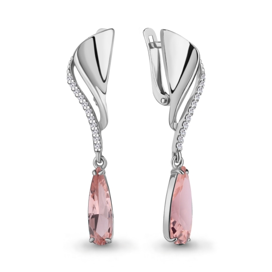 Серьги из серебра с топазами Swiss и фианитами