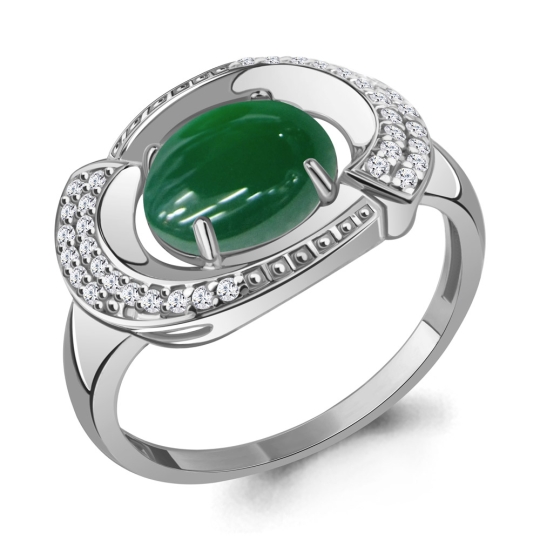 Серьги из серебра с агатами и фианитами