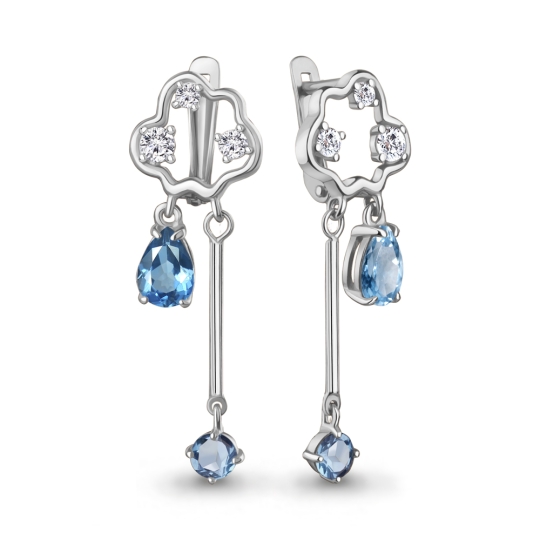 Серьги из серебра с фианитами