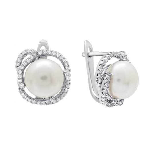 Серьги из серебра с фианитами