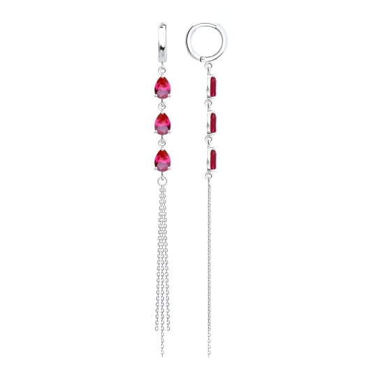 Серьги из серебра с фианитами