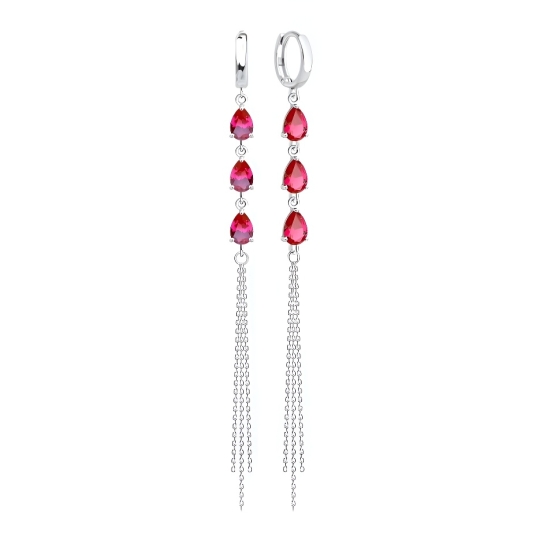 Серьги из серебра с фианитами