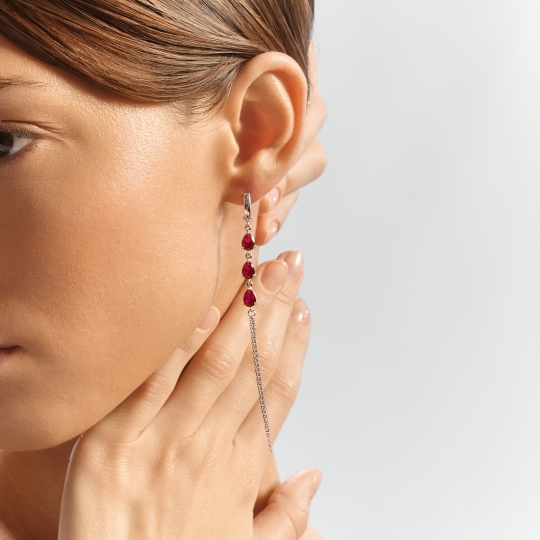 Серьги из серебра с фианитами
