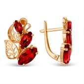 Серьги из золота с гранатами