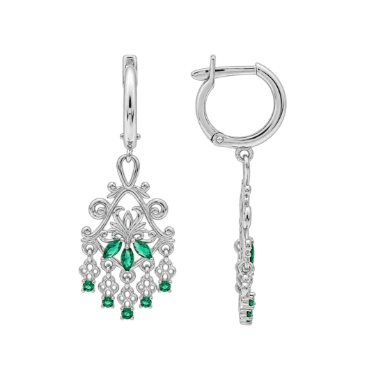 Серьги из серебра с фианитами