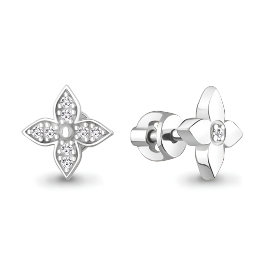 Серьги из серебра с фианитами