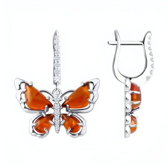 Серьги из серебра с фианитами