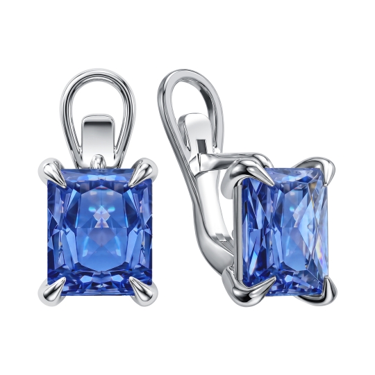 Серьги из серебра с фианитами