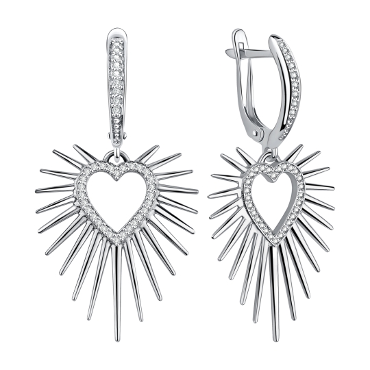 Серьги из серебра с фианитами