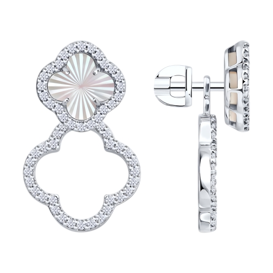 Серьги из серебра с фианитами