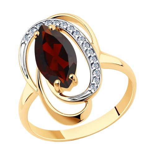 Кольцо из лимонного золота с фианитами