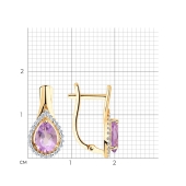 Серьги из золота аметистами и фианитами