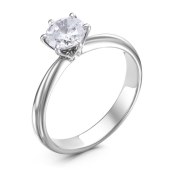 Кольцо из белого золота с бриллиантом 1 ct