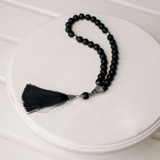 Чётки из агата с серебряными вставками