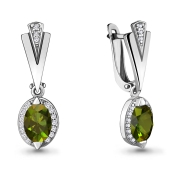 Серьги из серебра с султанитами и фианитами
