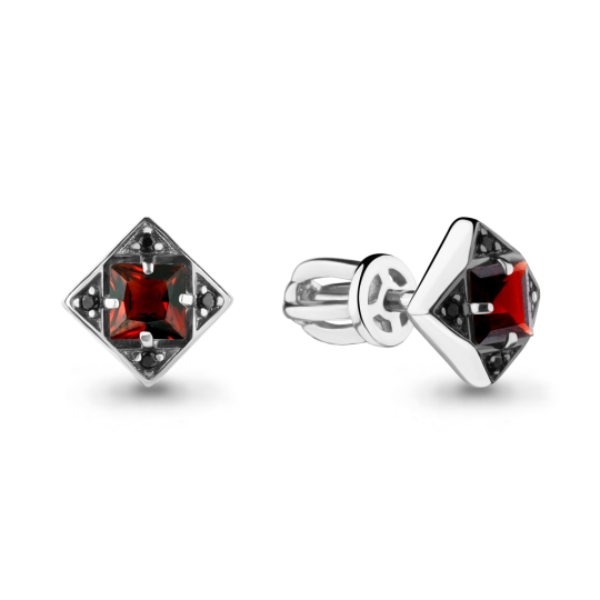 Серьги-продевки из серебра с фианитами