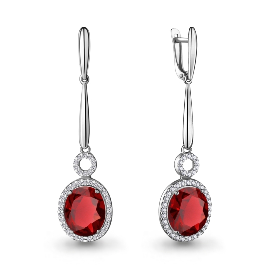 Серьги из серебра с агатами и фианитами