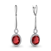 Серьги из серебра с гранатами и фианитами