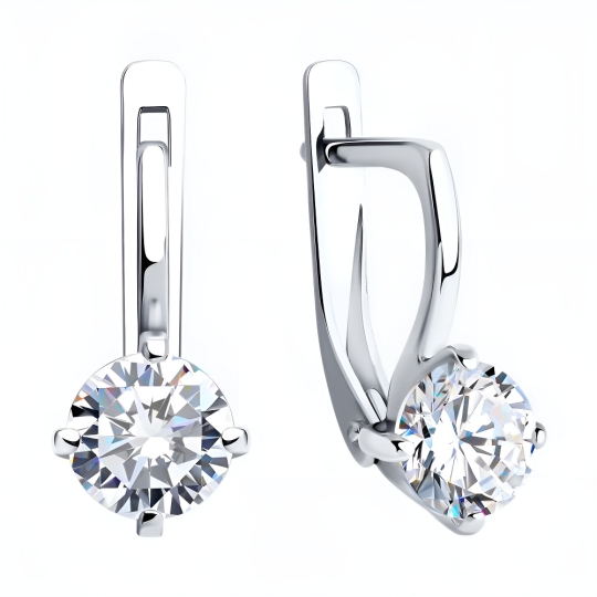 Серьги из серебра с ювелирными кристаллами