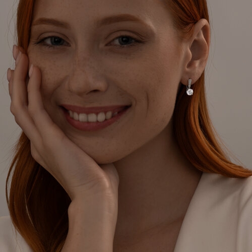 Серьги из серебра с аметистами и фианитами