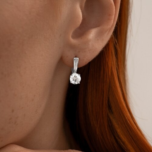 Серьги из серебра с аметистами и фианитами