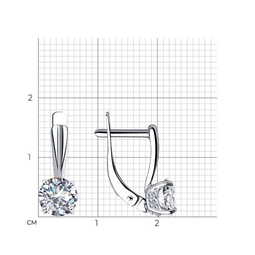 Серьги из серебра с фианитами