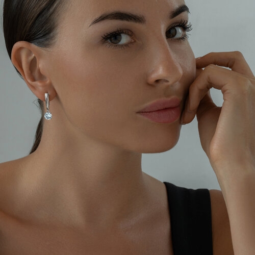 Серьга-кафф из серебра, покрытие Вермель золото 999 пробы