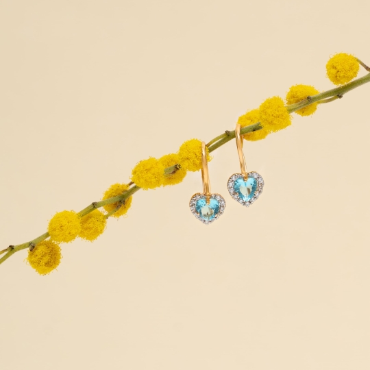 Серьги из золота с ювелирными кристаллами и фианитами