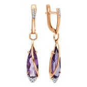 Серьги из золота с александритами и фианитами